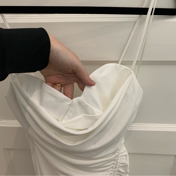 Zara White Rushed Midi Dress, Size M - Picture 8 of 12